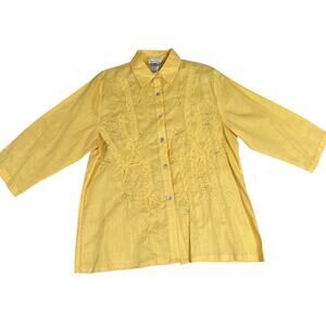 Rene Margo Women’s Button Up Shirt 100% Ramie with Mother of Pearl Buttons Sz XL